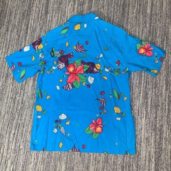 Hilo Hattie Mens Size Medium Hawaiian Button Front Shirt‎ Blue Short Sleeve - Picture 5 of 5